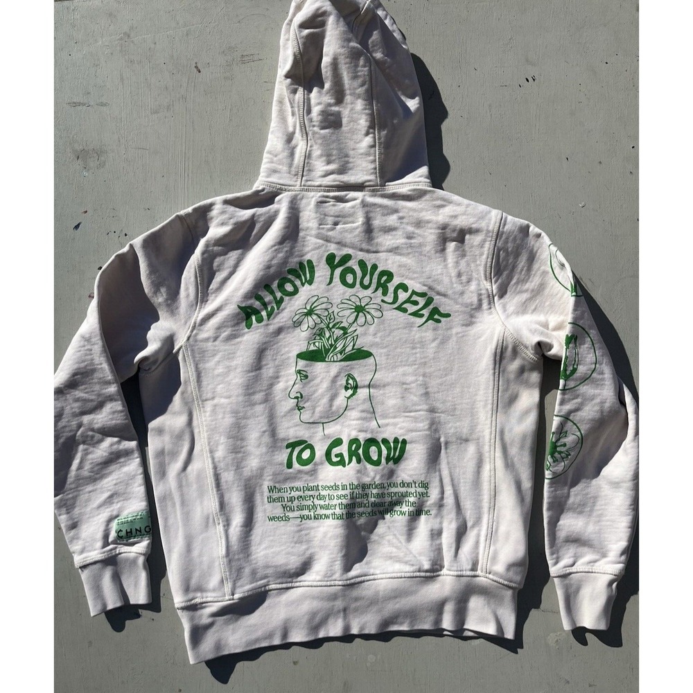 Men's CHNGE Hoodie White Grow Learn S BOHO Hippie Spiritual Manifest Sustainable